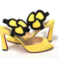 Yellow Black Peep Toe Flower Sandal