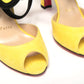 Yellow Black Peep Toe Flower Sandal