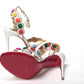 White Multicolor Spot Design High Heels Shoes Sandal