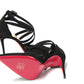Black Velour Perforated Strappy High Heel Sandal 