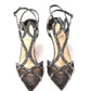 Black Crystal And Leather Strappy High Heel Sandal