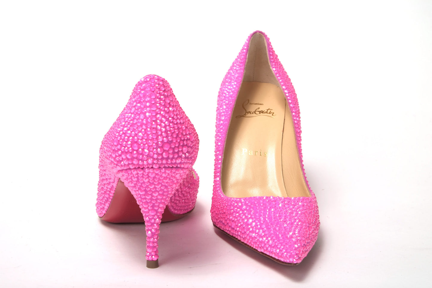 Hot Pink Embellished High Heels Pumps