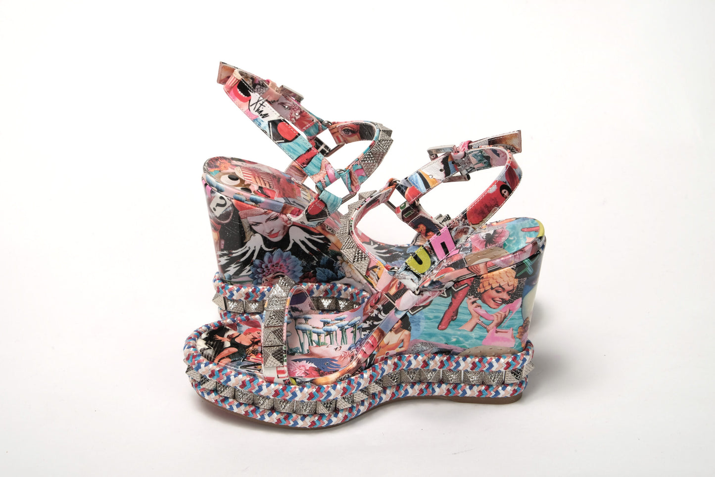 Multicolor Pyraclou 110 Patent High Heel Wedge