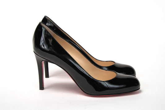 Simple Pump 85 Patent Black Heel