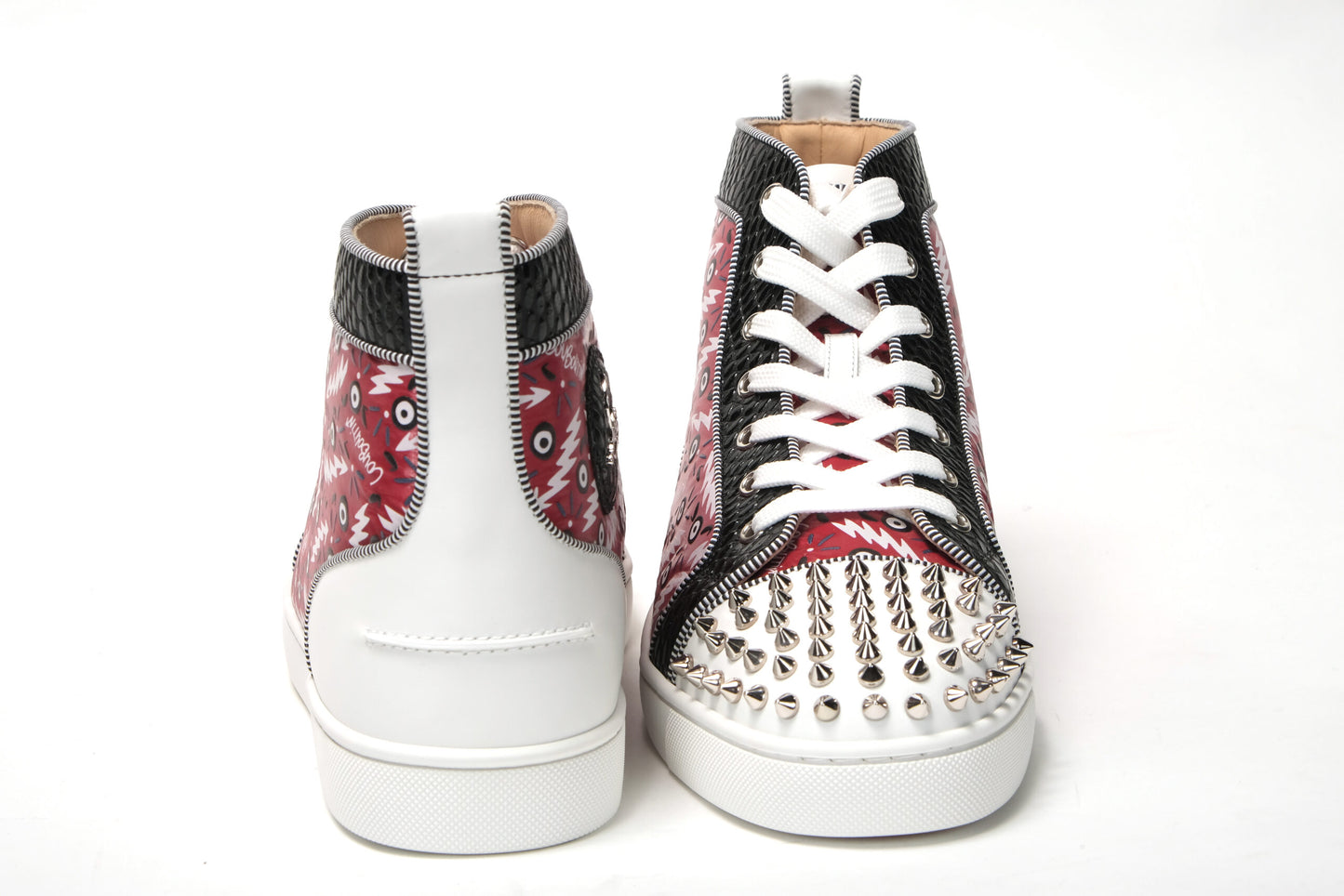 Version Loubi Red/Black Lou Spikes Orlato Flat Shoes