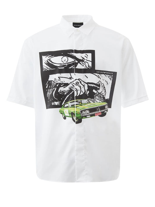 Elegant White Cotton Shirt with Short Sleeves