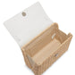Chic White Leather & Straw Jitney Tote Bag