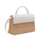 Chic White Leather & Straw Jitney Tote Bag
