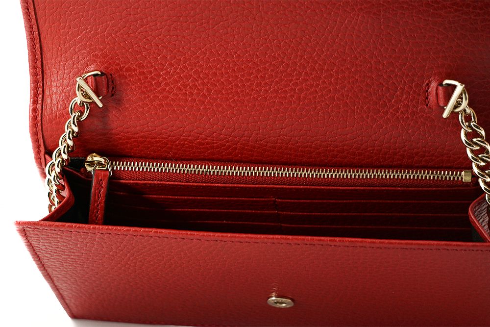 Elegant Red Leather Crossbody Shoulder Bag