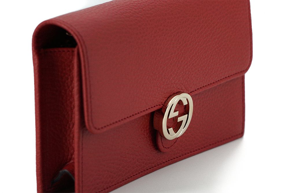 Elegant Red Leather Crossbody Shoulder Bag