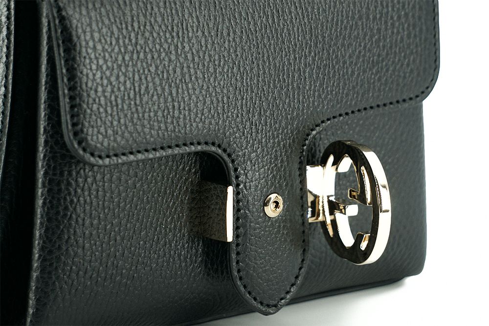 Elegant Black Calf Leather Shoulder Bag