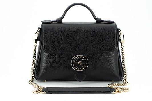 Elegant Black Leather Chain Shoulder Bag