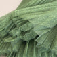 Enchanting Metallic Green Pleated A-Line Skirt