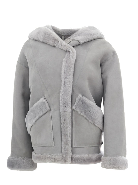 Elegant Sheepskin Fur-Detailed Jacket