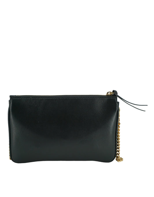 Elegant Black Lamb Leather Crossbody Pouch