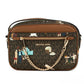 Jet Set Girls Large East West Brown PVC Zip Chain Crossbody Handbag