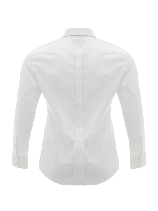 Elegant Slim Fit White Cotton Shirt