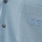 Elegant Light Blue Cotton V-Neck Shirt