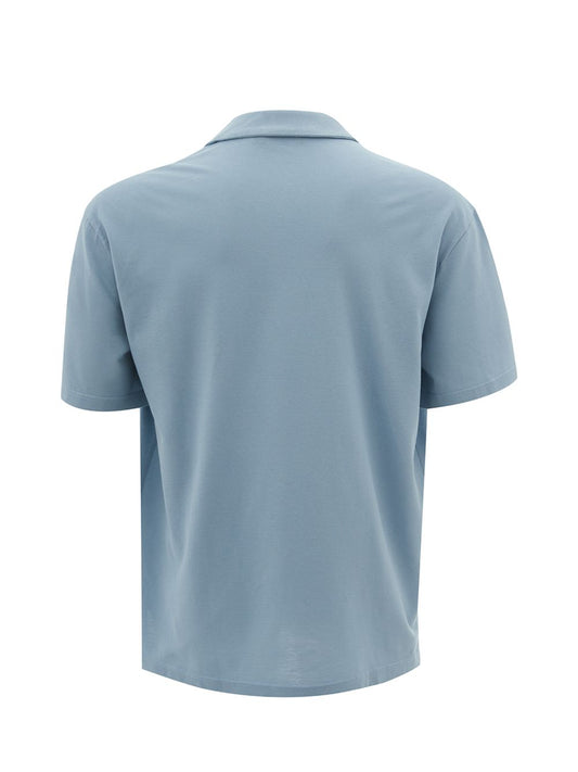 Elegant Light Blue Cotton V-Neck Shirt