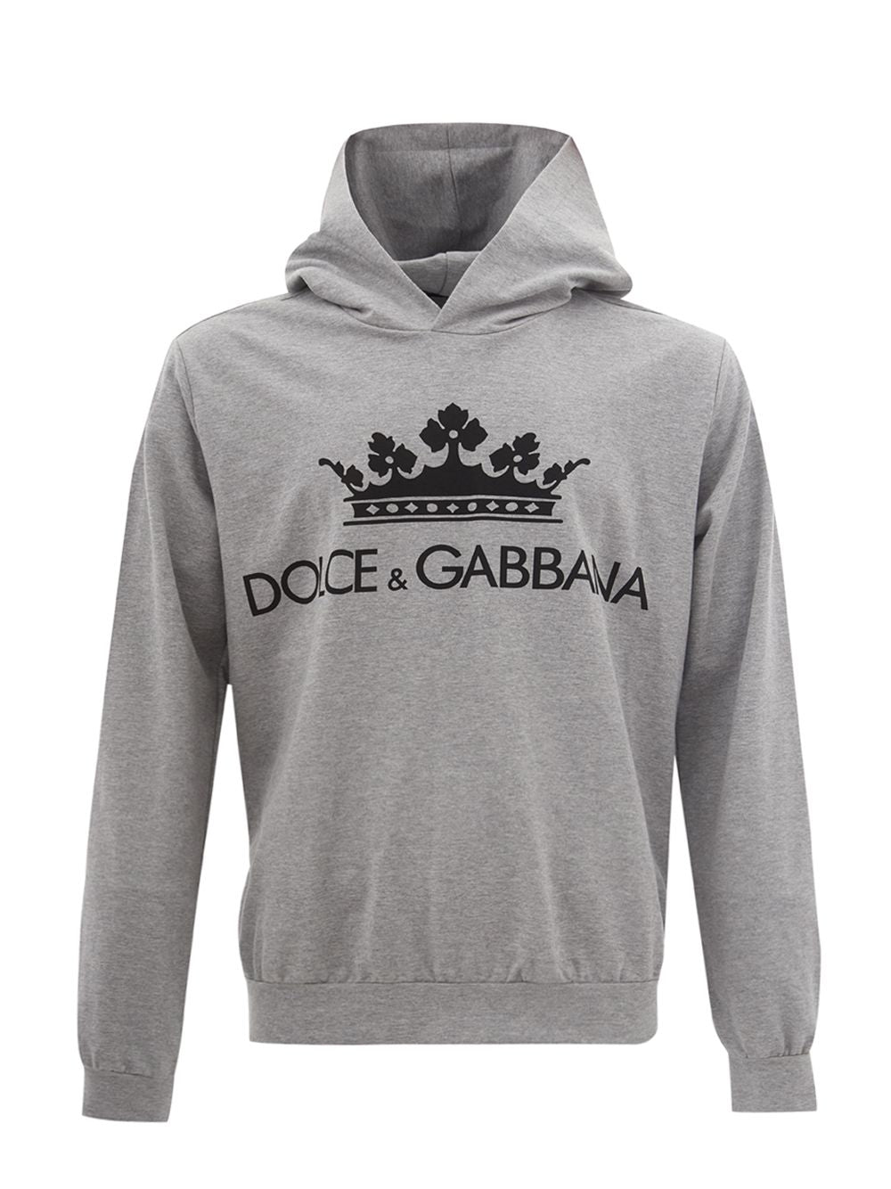 Elegant Grey Cotton Hooded Sweatshirt