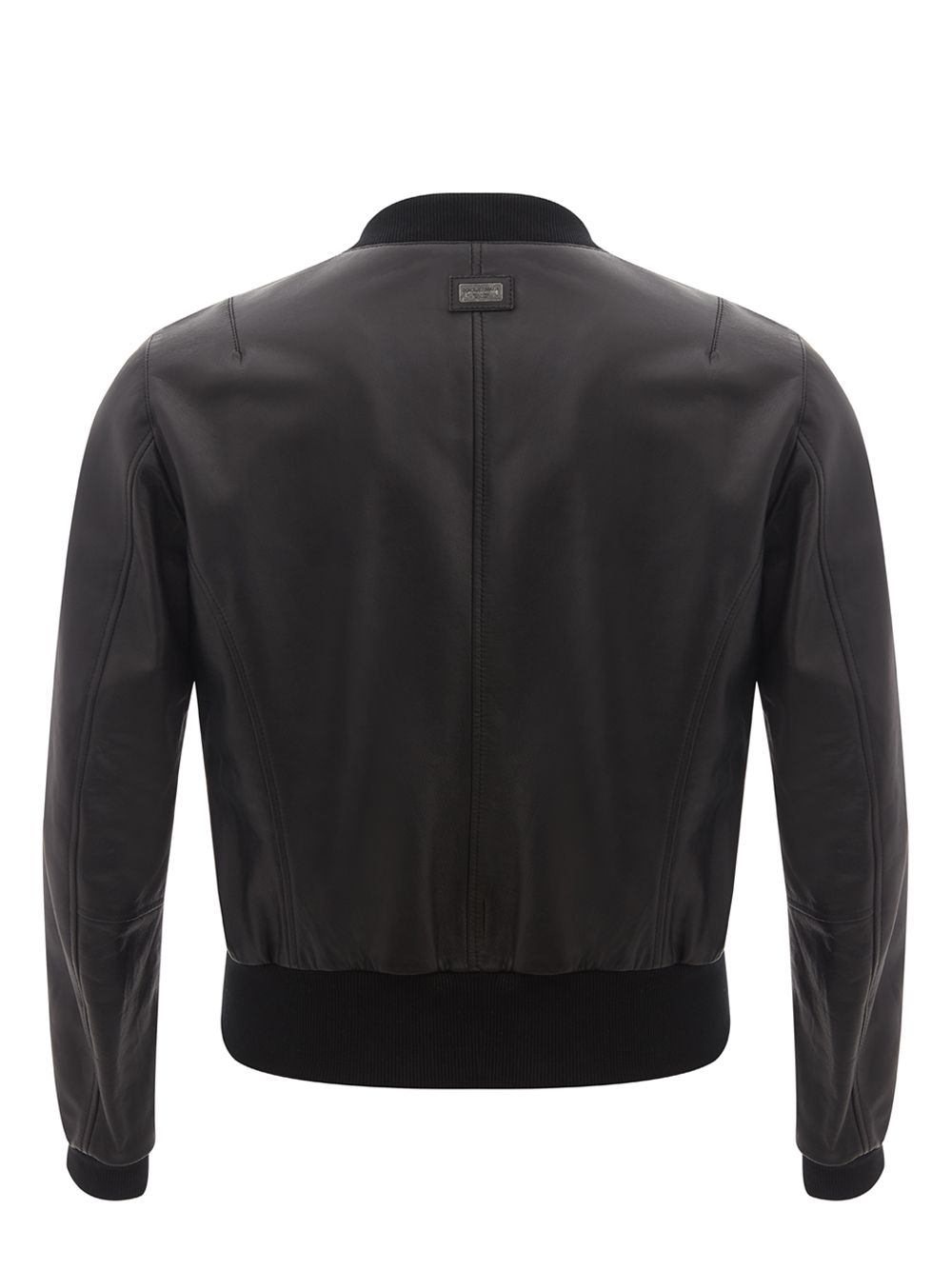 Elegant Black Leather Bomber Jacket