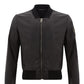 Elegant Black Leather Bomber Jacket