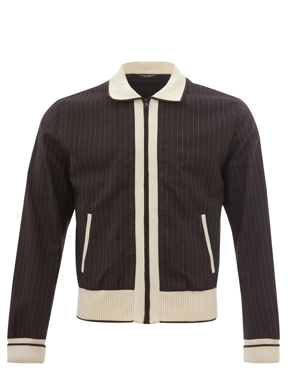 Elegant Grey Pinstripe Bomber Jacket