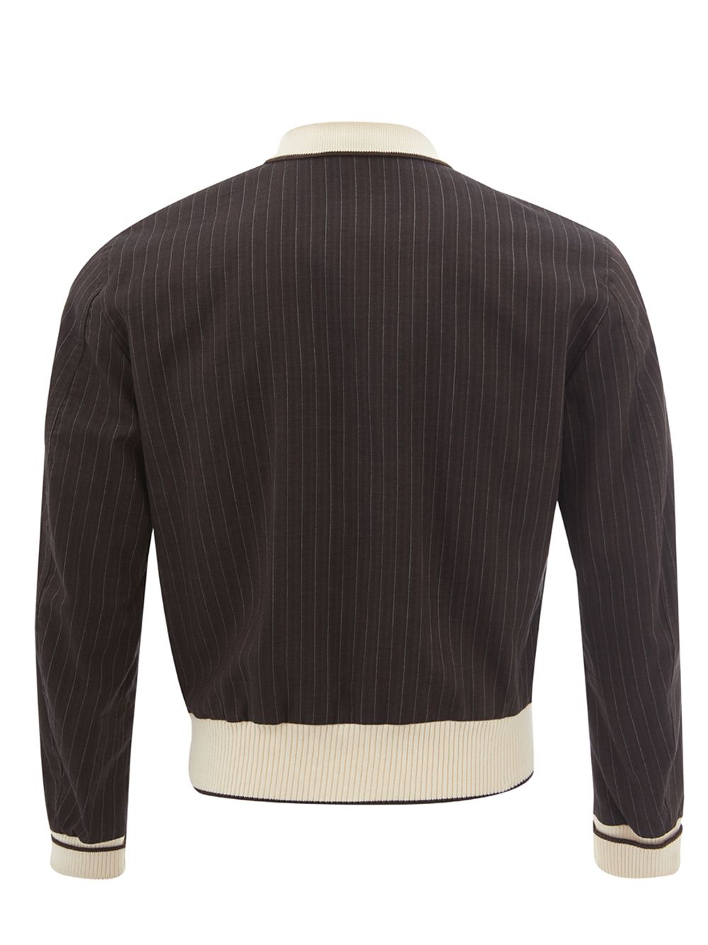 Elegant Grey Pinstripe Bomber Jacket