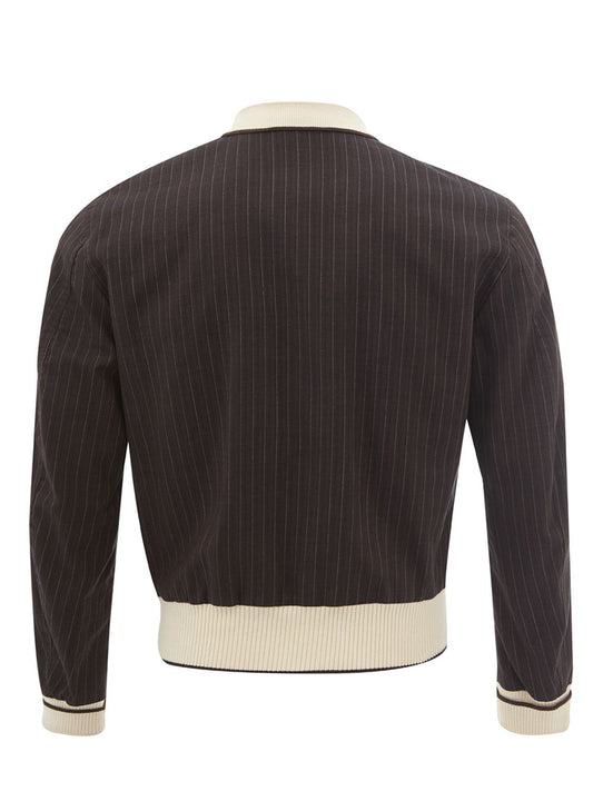 Elegant Grey Pinstripe Bomber Jacket