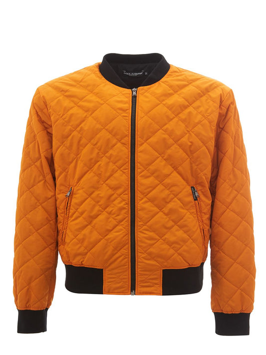 Quilted Orange Zip-Up Jacket