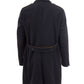Elegant Blue Wool Mid-Length Coat