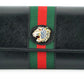 Elegant Black Leather Wallet with Gold-Toned Accents