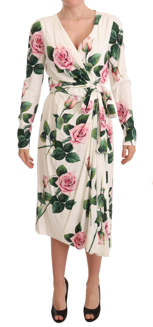 Elegant Floral Pleated Wrap Dress