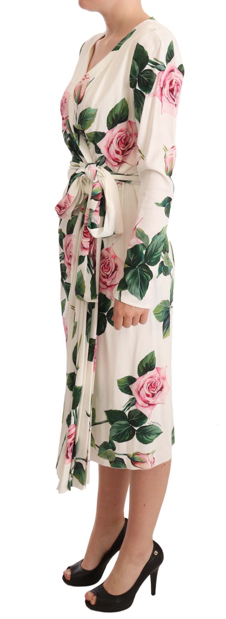 Elegant Floral Pleated Wrap Dress