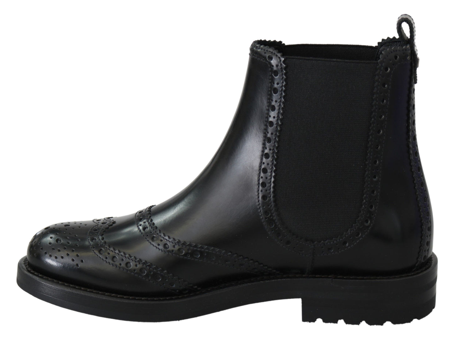 Chic Black Leather Ankle Oxford Boots