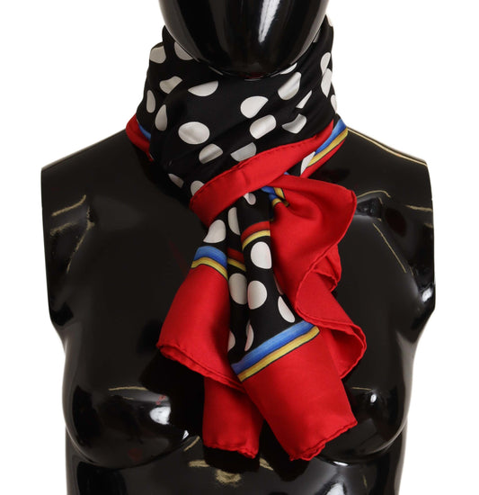 Elegant Polka Dot Silk Square Scarf