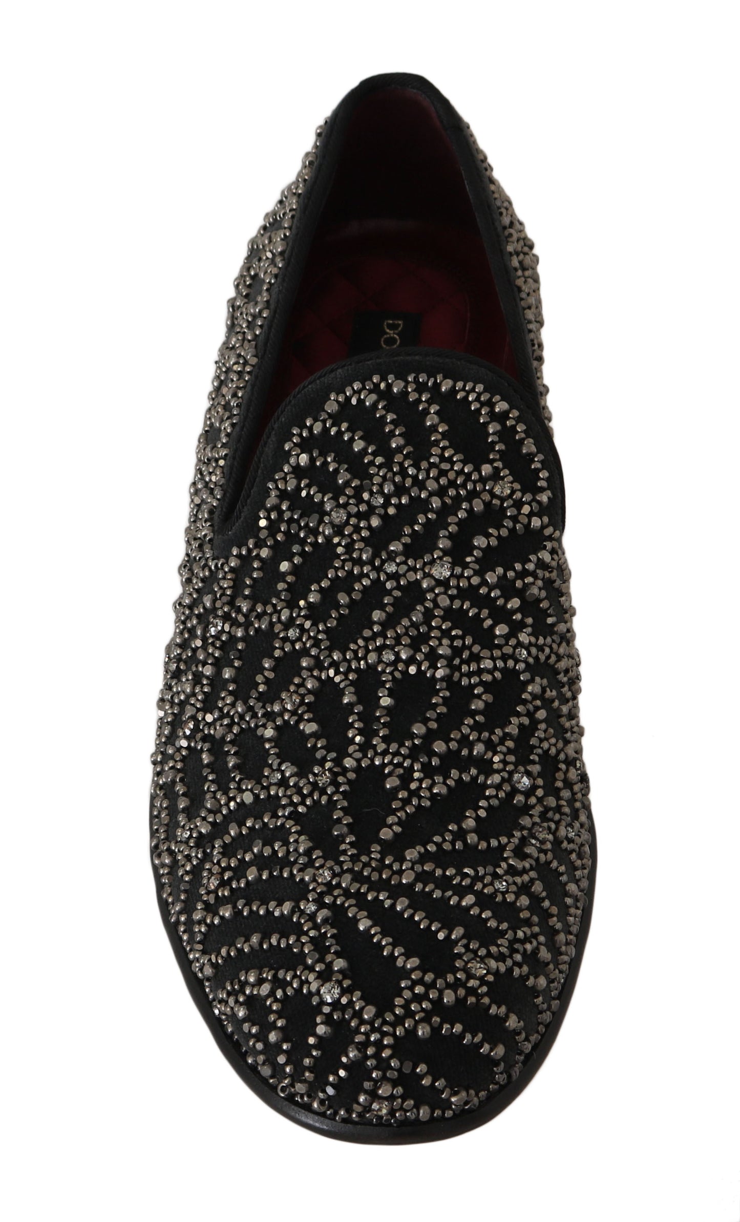 Elegant Black Velvet Loafers with Crystal Detail