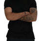 Black Silk V-Neck Short Sleeve T-shirt