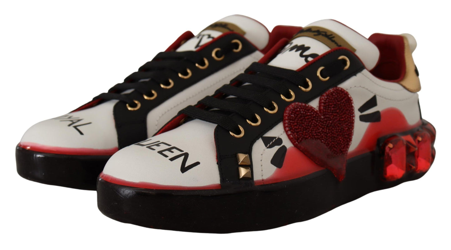 Chic Royal Love Crystal Leather Sneakers