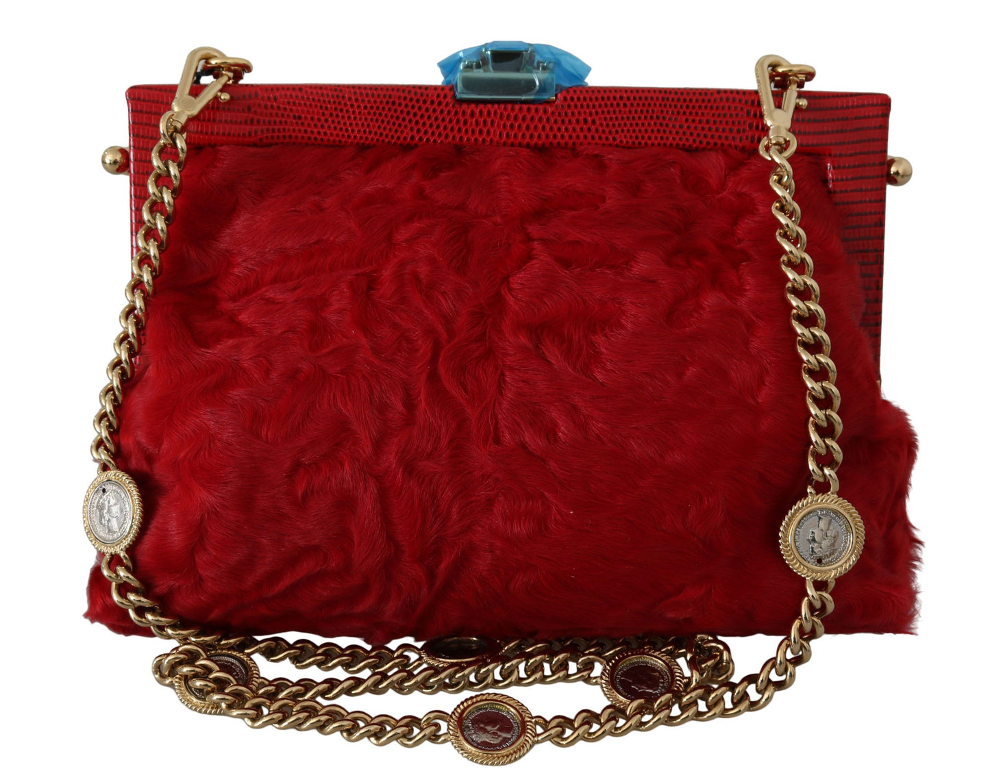 Opulent Red Fur VANDA Evening Clutch