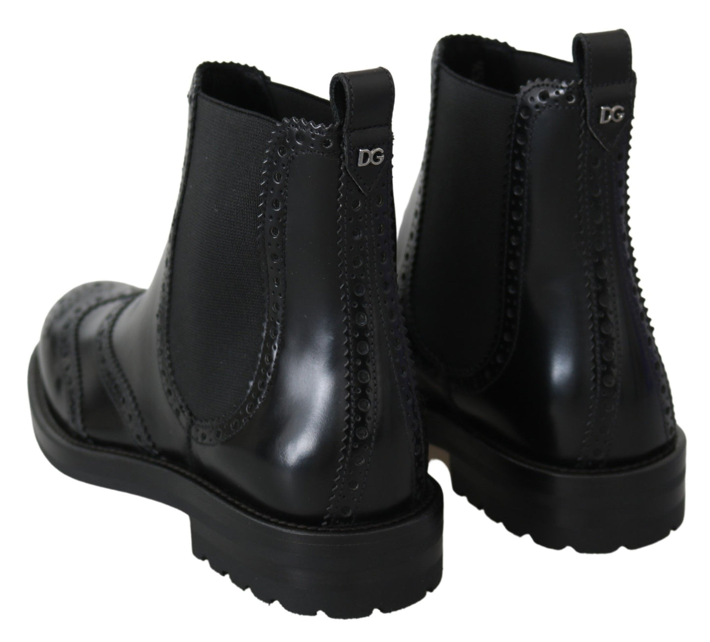 Chic Black Leather Ankle Oxford Boots