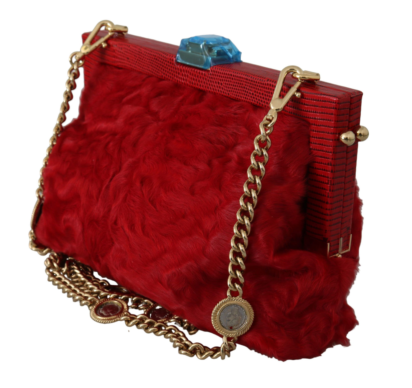 Opulent Red Fur VANDA Evening Clutch