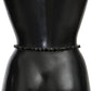 Luxurious Black Crystal-Embellished Leather Belt