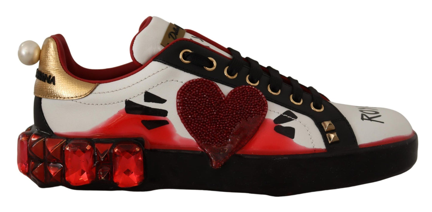 Chic Royal Love Crystal Leather Sneakers