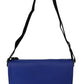 Elegant Blue & Black Cotton Blend Messenger Bag