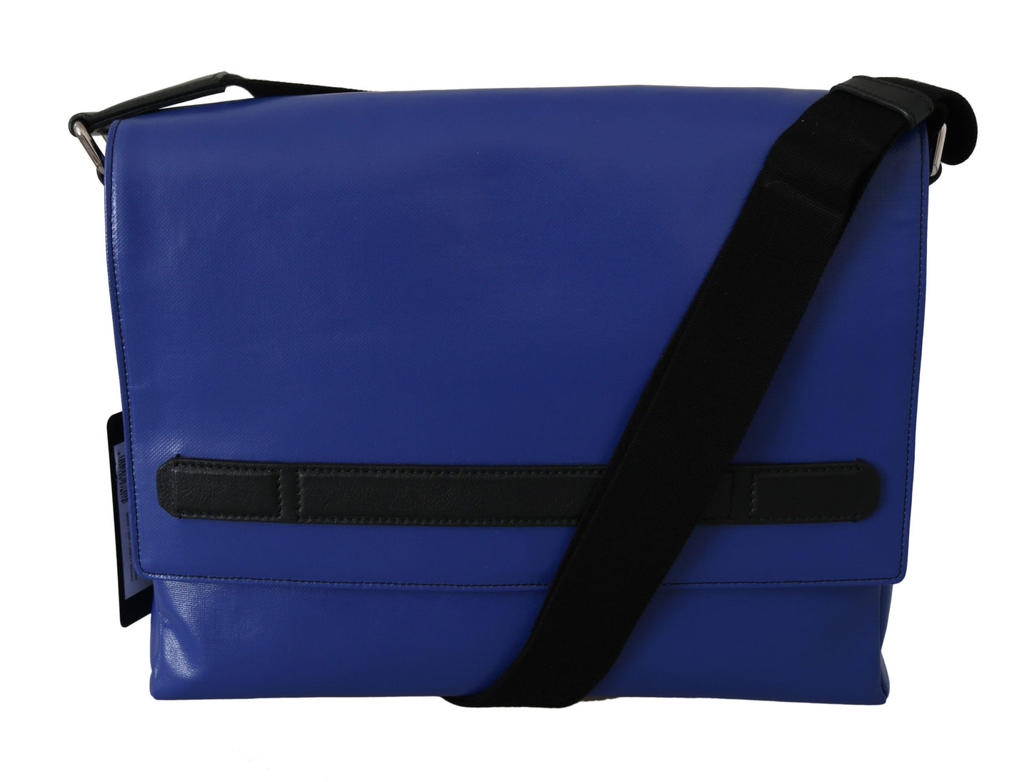 Elegant Blue & Black Cotton Blend Messenger Bag