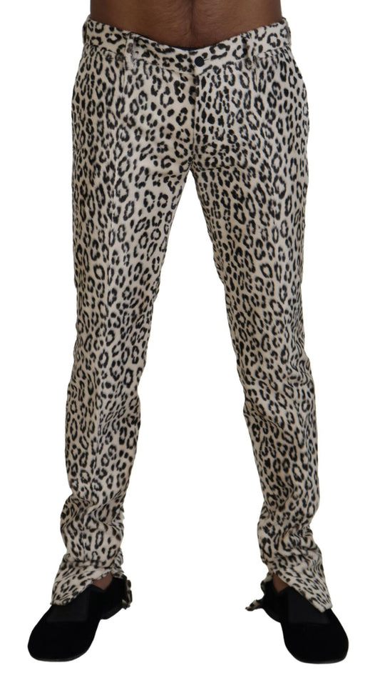 Elegant Beige Leopard Print Pants