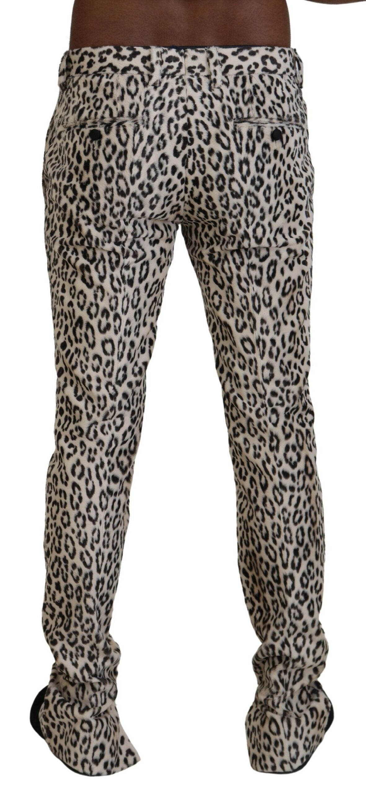 Elegant Beige Leopard Print Pants