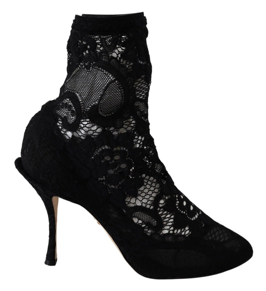 Black Taormina Lace Socks Pumps Boots