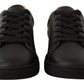 Elegant Black and Gold Low-top Leather Sneakers
